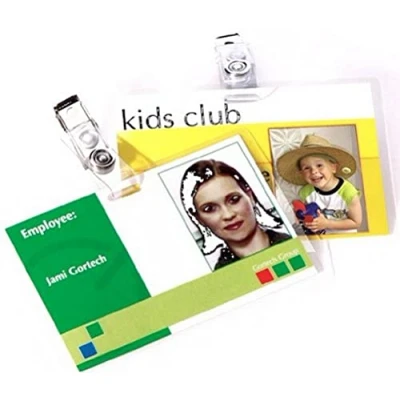 Abbildung von Fellowes Namensschild 90x60mm Hülle &amp; Clips transparent VE=50 Stück