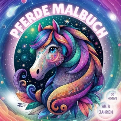 Abbildung von Pferde Malbuch für Mädchen ab 8 Jahren: Pferdebuch als perfektes Geschenk kreative und Pferdeliebhaber 50 Wunderschöne Pferdemotive Mandalas zum Ausmalen Entspannen
