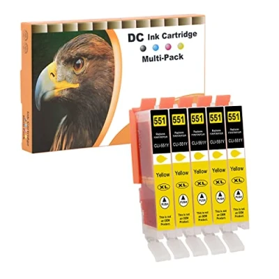 Abbildung von D&amp;C 5X Gelb Druckerpatronen Kompatibel für Canon CLI 551 Y XL Pixma MG7150 MG7550 iP7200 iP7250 MG5400 Series MG5450 MG5550 MG5650 MG5655 MX725 MX920 iP8750 iX6850 MG6350 MG6450 MX925