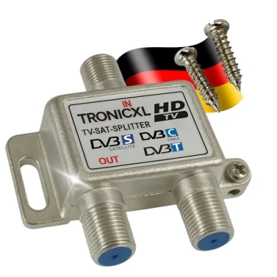 Abbildung von TronicXL Premium Antennenverteiler Verteiler Weiche Splitter F Buchse zb für DVBT DVBC SAT Unicable Kabelfernsehen Unitymedia Vodafone Sky NetAachen Primacom Kabelfernseh Digital HD 3D 4K