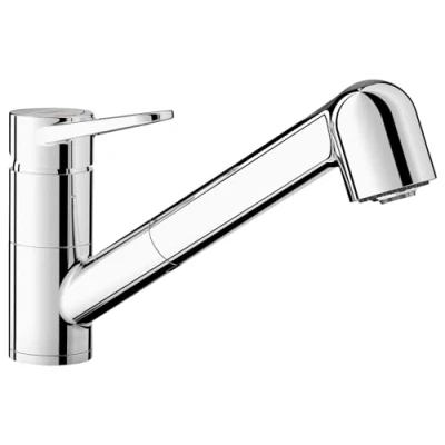 Abbildung von BLANCO WEGA S II Küchenarmatur in chrom Niederdruck Mit herausziehbarem Schlauch Rückflussverhinderer Keramik Kartusche Gesicherte Wasserqualität &amp; wassersparend