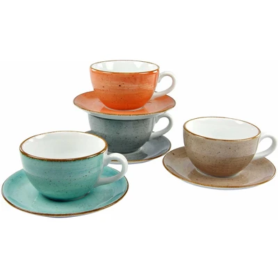 Abbildung von CreaTable Cappuccinotasse &quot;Kaffeetasse VINTAGE NATURE&quot;, (Set, 8 tlg.), Tassen Set, 4 Tassen, Untertassen