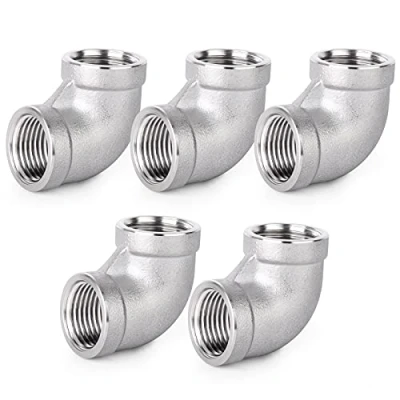 Abbildung von ERGAOBOY 5 Stück 304 Edelstahl 90 Grad Winkelverbinder, 3/4 &quot;x 3/4&quot; BSP Rohrverschraubungen mit Innengewinde