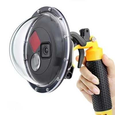 Abbildung von GEPULY Dome Port für GoPro Hero 12 11 10 9 Schwarz, Objektiv mit wasserdichtem Tauchgehäuse, Trigger, schwimmendem Handgriff, eingebautem schaltbarem Rotfilter und 10x HD Makrofilter