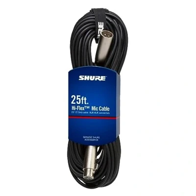 Abbildung von Shure C25J Hi Flex Kabel mit Chrom XLR Steckern, 7,6 m, Schwarz
