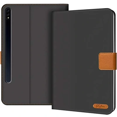Abbildung von Verco Hülle für Samsung Galaxy Tab S7 FE, FE 5G Schutzhülle Tablet Tasche Standfunktion Cover [12,4 T733 T736], Schwarz