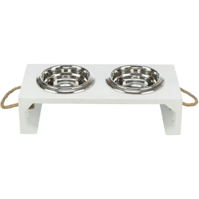 Abbildung von Be Nordic Napf Set, MDF/Edelstahl Weiß 2 x 0,9 l/ø 17 cm/44 21 14 cm