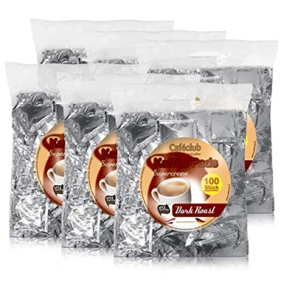 Abbildung von 6x Cafeclub Dark Roast Kaffeepads Megabeutel je 100 stk. dunkle Röstung einzeln verpackt