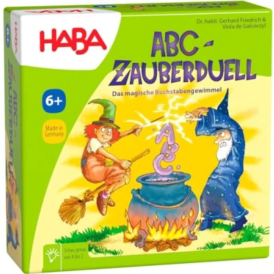 Abbildung von HABA ABC Zauberduell Lernspiel ab 6 Jahren zum Buchstabenlernen und Alphabet üben, Geschenk zur Einschulung, für Schulanfänger als Mitbringspiel 1004912001