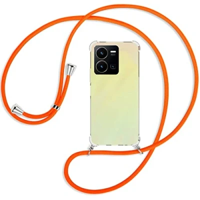 Abbildung von mtb more energy® Handykette kompatibel mit vivo Y35, Y22s Neon Orange Smartphone Hülle zum Umhängen Anti Shock Full TPU Case