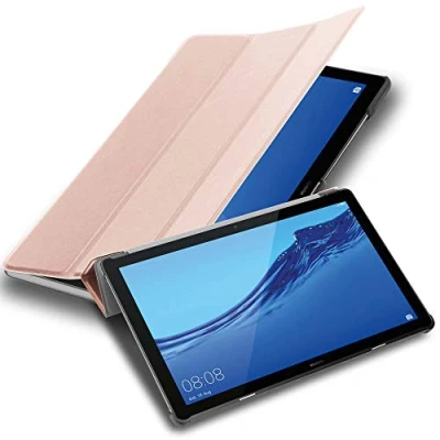Abbildung von Cadorabo Hülle kompatibel mit Huawei MediaPad T5 10 (10.1 Zoll) Tablethülle ohne Auto Wake Up aus Kunst Leder Klappbare Magnetische Cover für Tasche in Rosa