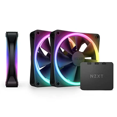 Abbildung von NZXT F120 RGB Duo Triple Pack 3 x 120mm doppelseitiger Lüfter mit Controller 20 einzeln adressierbare LEDs Ausgeglichener Airflow und statischer Druck Schwarz