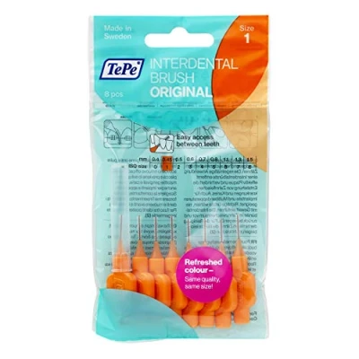 Abbildung von TePe Interdentalbürsten Original einfache Reinigung der Zahnzwischenräume 1 x 8 Bürsten Durchmesser 0,45 mm Orange
