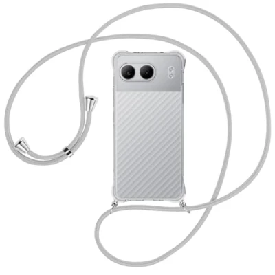 Abbildung von mtb more energy® Handykette kompatibel mit OnePlus Nord 4 5G Silbergrau/Metallteile: Silber Smartphone Hülle zum Umhängen Anti Shock Full TPU Case