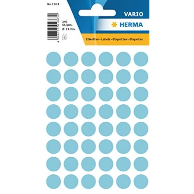 Abbildung von HERMA 1863 Punktaufkleber Klebepunkte hellblau, 240 Stück, Ø 13 mm, 48 pro Bogen, selbstklebend, Markierungspunkte für Kalender Planer Basteln, matt, blanko Papier Farbpunkte Etiketten Aufkleber