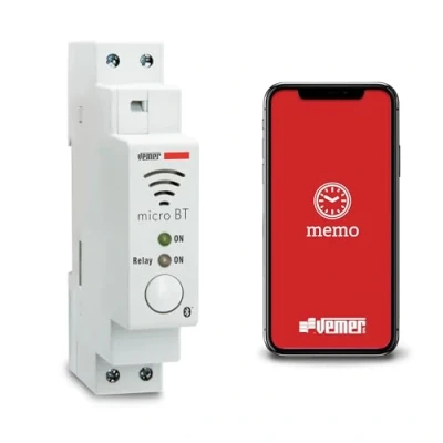 Abbildung von VEMER VE797200 MICRO BT Astronomischer oder Stündlicher Zeitschaltuhr, Programmierung mit Bluetooth und APP, Montage DIN Hutschiene, Weiß
