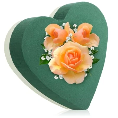 Abbildung von com four® Steckmasse für Blumengestecke in Herzform Steckschaum Frischblumen Steckschwamm zum Basteln Hochzeit, Ostern und Geburtstag Herz (01 Stück Herz)