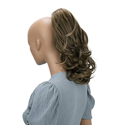 Abbildung von CAISHA 35cm Haarteil Helena Zopf Haarverlängerung mit Butterflyklammer Voluminös Gewellt Braun Mix H59b