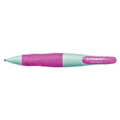 Abbildung von Ergonomischer Druck Bleistift für Rechtshänder STABILO EASYergo 1.4 in türkis/neonpink inkl. 3 dünner Minen Härtegrad HB