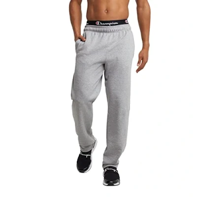 Abbildung von Champion Herren Powerblend Fleece offener Unterseite Hose, Oxford Grey C Patch Logo, XXL