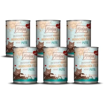 Abbildung von MjAMjAM Premium Nassfutter für Katzen Duett Hühnchen Filet küsst Pute, 6er Pack (6x390g), getreidefrei