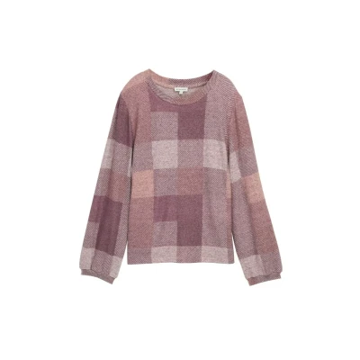Abbildung von TOM Tailor Gemustertes Langarmshirt, Damen, Größe: Medium, Berry cosy check