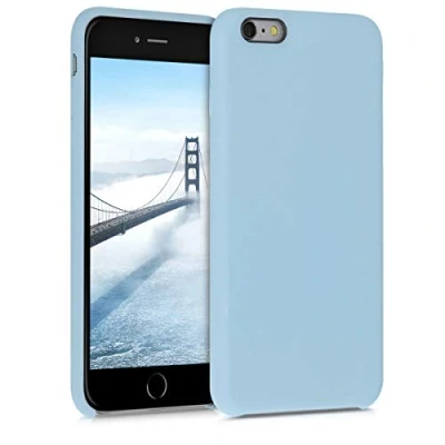Abbildung von kwmobile Hülle kompatibel mit Apple iPhone 6 Plus / 6S Silikon Handy Case Handyhülle weiche Oberfläche kabelloses Laden Pastellblau