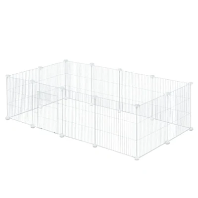 Abbildung von EUGAD Freilaufgehege Kaninchen, Meerschweinchen Gehege, Gehege für Kleintiere, Kleintiergehege, Freigehege Hamster, Schildkröten Hasenstall innen inkl. Tür DIY 142x72x36cm Weiß