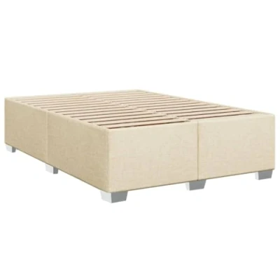 Abbildung von vidaXL Bettgestell, Bett mit Bettfüße Lattenrost, Polsterbett für Schlafzimmer, Doppelbett Bettrahmen, Modern, Creme 140x200cm Stoff