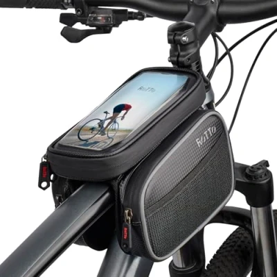 Abbildung von ROTTO Fahrrad Rahmentasche Oberrohrtasche Wasserdicht Handytasche Handyhalterung für Mountainbike Rennrad