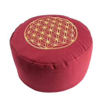 Abbildung von Blume des Lebens Meditationskissen rot