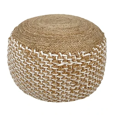Abbildung von casamia Pouf Hocker Jute Sitzpouf Bodenkissen Boho Natur Fußhocker rund Würfel Größe 2