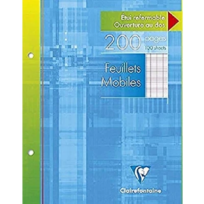 Abbildung von Clairefontaine 1351C Packung mit 5 Mappen à 100 Ringbucheinlagen 17x22 französische Lineatur,90g, 2 fach gelocht, ideal für Ringbücher, 1 Pack