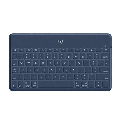 Abbildung von Logitech Keys to Go Kabellose Tablet Tastatur, Bluetooth, iOS Sondertasten, Ultraleicht &amp; Geräuschlos, 3 Monate Akkulaufzeit, Fürs und Smartphone, Skandinavisches QWERTY Layout, Blau