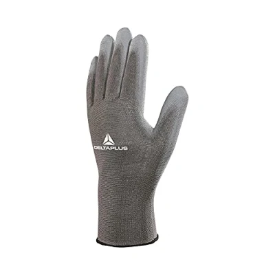 Abbildung von Deltaplus VE702PG10 Polyester Feinstrickhandschuh / Handfläche Pu, Grau, Größe 10