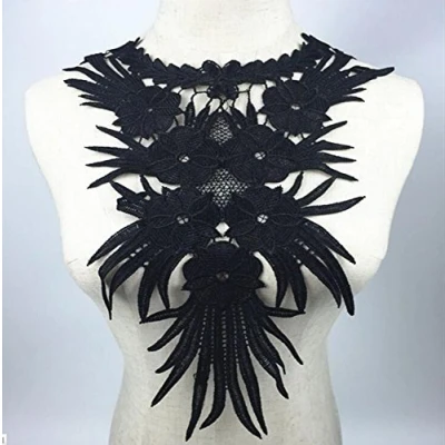Abbildung von Yulakes Spitzenkragen Einsatzkragen Kragen Verzieren für Kleid DIY Handarbeit one Size (Schwarz)