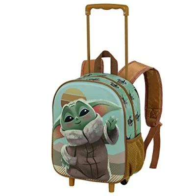 Abbildung von The Mandalorian Say Hi Kleiner 3D Rucksack mit Rädern, Grün, 26 x 34 cm, Kapazität 12,5 L