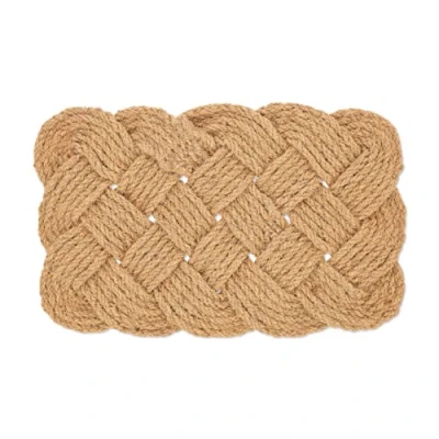 Abbildung von Relaxdays Fußmatte Kokos, Knoten Muster, Abtreter 75 x 45 cm, handgefertigt, beidseitig verwendbar, Türvorleger, natur