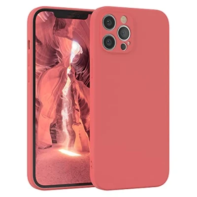 Abbildung von EAZY Case Silikonhülle für iPhone 12 Pro Max Hülle Silikon Rot weich stoßfeste Handyhülle Schutzhülle mit Kameraschutz Dünn Premium Schutz Cover TPU Phone Bumper in Hellrot
