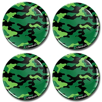 Abbildung von Biomar Labs 4 x 70mm Aufkleber 3D Silikon Camouflage Grün Für Radkappen Nabenkappen Radnabendeckel Rad Nabendeckel A 1770 Z*