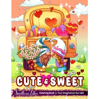 Abbildung von Cute &amp; Sweet Coloring Book: Illustrations Of Adorable Animals And Creatures, Lovely Valentines Colored Papers For Adults Couples To Enjoy Relaxing Activities Stress Relieving