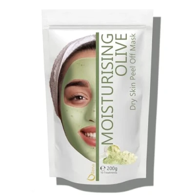 Abbildung von Alginate Peel Off Feuchtigkeitspuder Maske, Mitesserentferner Gesichtsmaske Vegan, kein Abwaschen, Peeling und Porenreinigung 200 g + freie Dosis (Olivenmaske für trockene Haut)