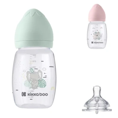 Abbildung von Kikkaboo Babyflasche Savanna 260 ml, Silikonsauger Größe M Anti Kolik ab 3 Monaten