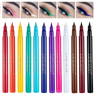 Abbildung von Vesaneae 12 Farben farbige Eyeliner Set,Wischfest Glatter Langlebiger Eyeliner,Matt Eyeliner,Wasserdicht Multifunktionale Farbmalerei Party Make up