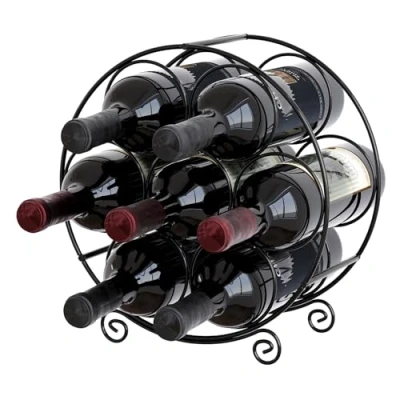 Abbildung von EasyPAG Metall 7 Flaschen Weinregal Freistehend Weinhalter Weinablage Weinständer Wein Halterung Aufbewahrung Regal Getränkeregal für Küche Arbeitsplatte,Schwarz