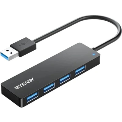 Abbildung von USB Hub, BYEASY 4 Port 3.0 Ultra Slim Portable Data Hub Anwendbar für iMac Pro, MacBook Air, Mac Mini/Pro, Surface Notebook PC, Laptop, Flash Drives, und Mobile HDD