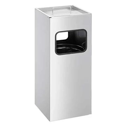 Abbildung von Durable Papierkorb Metall mit Ascher, entnehmbarer Inneneimer und eckig, silber, 333123