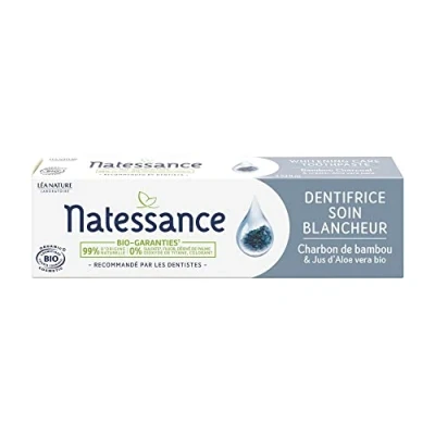 Abbildung von Natessance Zahnpasta zur Weißpflege Aloe Vera Bio und Bambuskohle zertifiziert Cosmos Organic Tube 75 ml