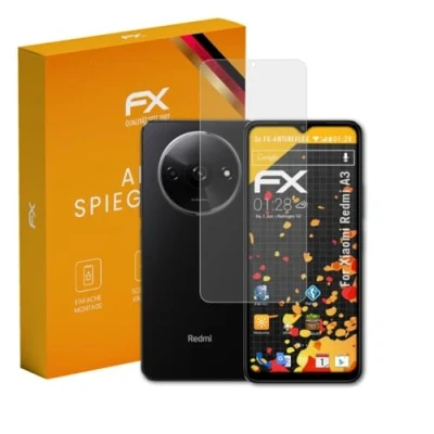 Abbildung von atFoliX Panzerfolie kompatibel mit Xiaomi Redmi A3 Schutzfolie, entspiegelnde und stoßdämpfende FX Folie (3X)