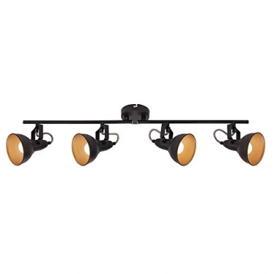 Abbildung von Briloner Leuchten Deckenspots 2049 045, schwenkbar, retro, ohne Leuchtmittel, Warmweiß, Deckenlampe, 79x19cm, Schwarz Gold, max.40W, E14, Wohnzimmer, Flur